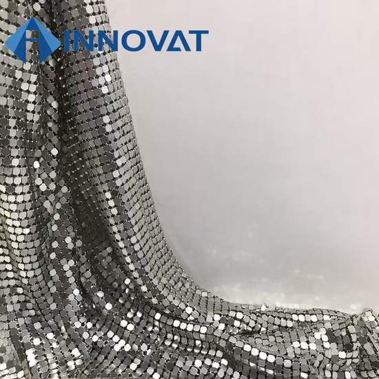 Cortina de lantejoulas, cortina de malha, tecido de metal de cota de malha de alumínio em flocos de parede